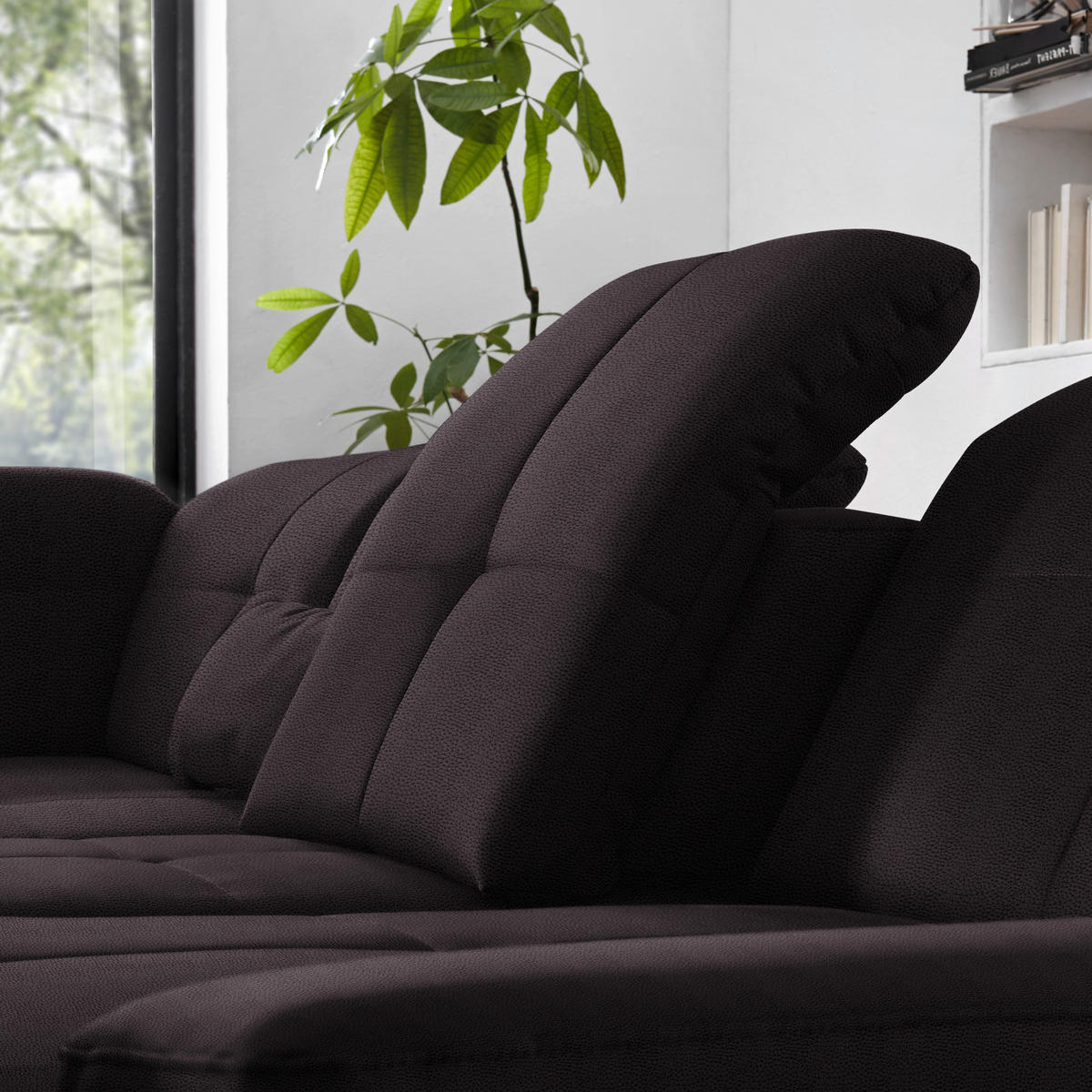 ECKSOFA Flachgewebe Anthrazit  - Chromfarben/Anthrazit, Design, Textil (195/309cm) - Beldomo Style