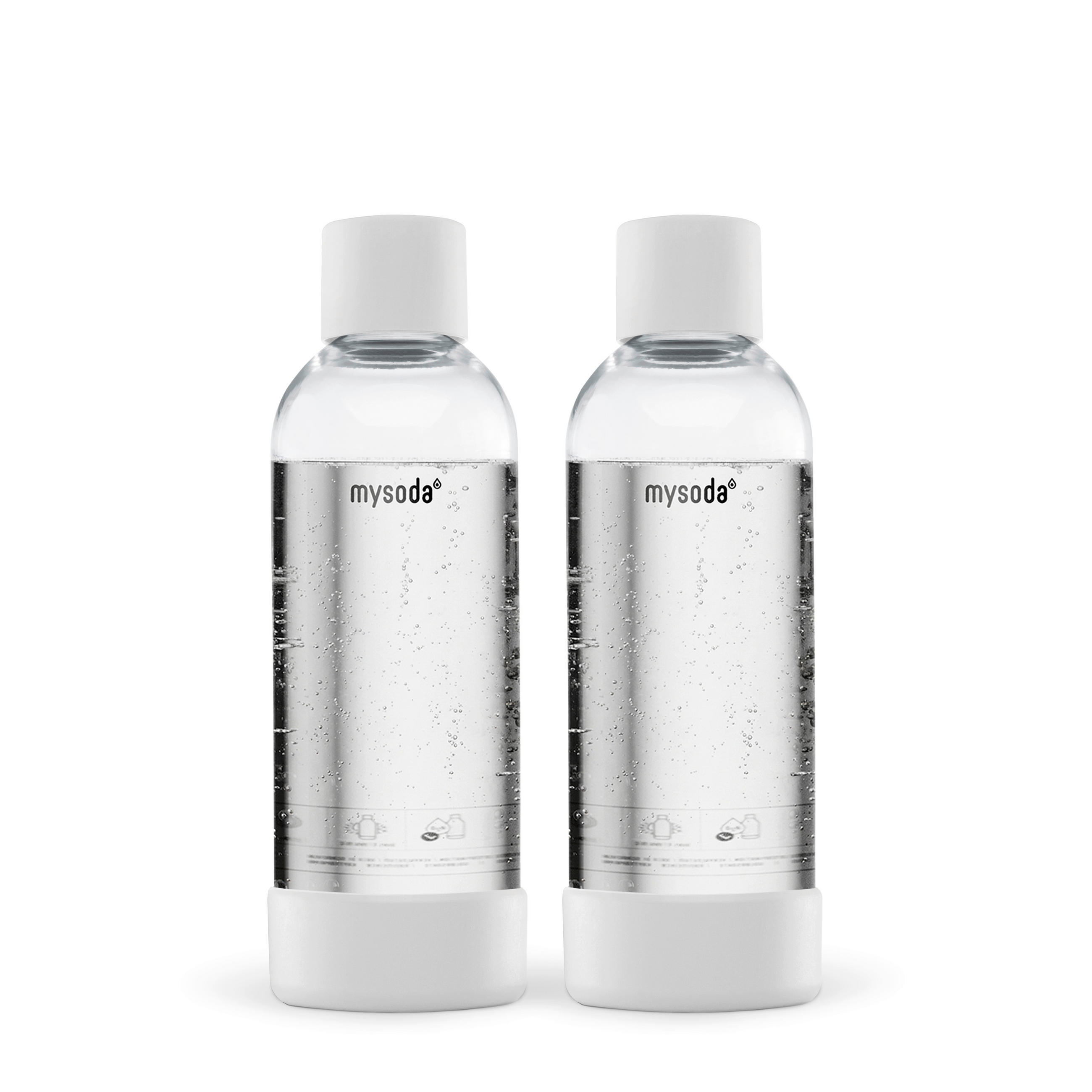 WASSERSPRUDLER-FLASCHE 2er Pack 1,0ltr.  - Weiß, Basics, Naturmaterialien/Kunststoff (8.7/26.7cm) - mysoda