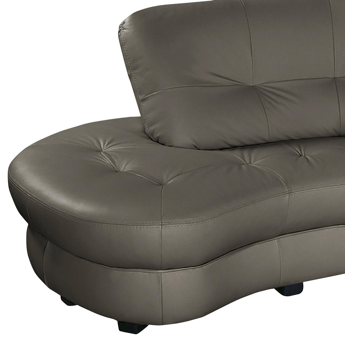 ECKSOFA Schlammfarben Echtleder Lederlook  - Schlammfarben/Schwarz, Design, Leder/Kunststoff (113/300cm) - Livetastic