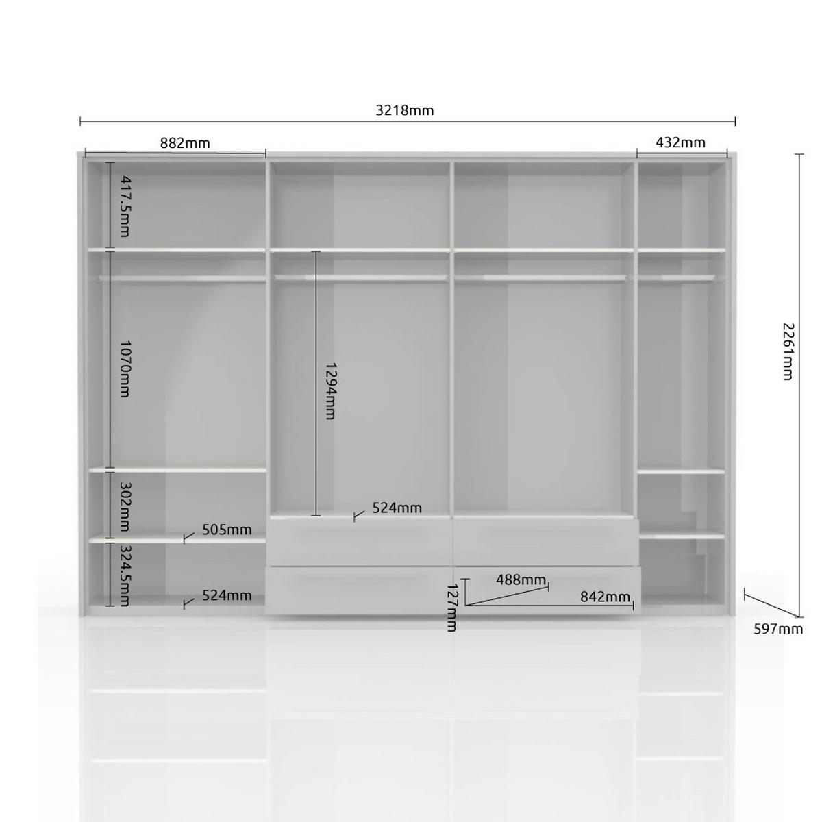 ORMAR SA KLASIČNIM VRATIMA bela, bela visoki sjaj  322/226/60 cm  - bela visoki sjaj/bela, Dizajnerski, pločasti materijal/plastika (322/226/60cm)