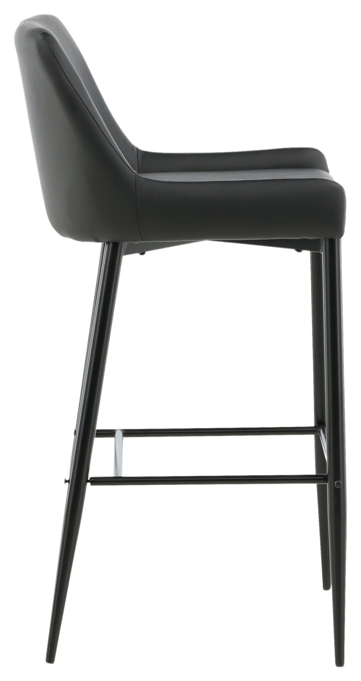 BARHOCKER-SET Lederlook (vegan) Schwarz Stahl abwischbar  - Schwarz, Design, Kunststoff/Textil (48/105/57cm) - Livetastic