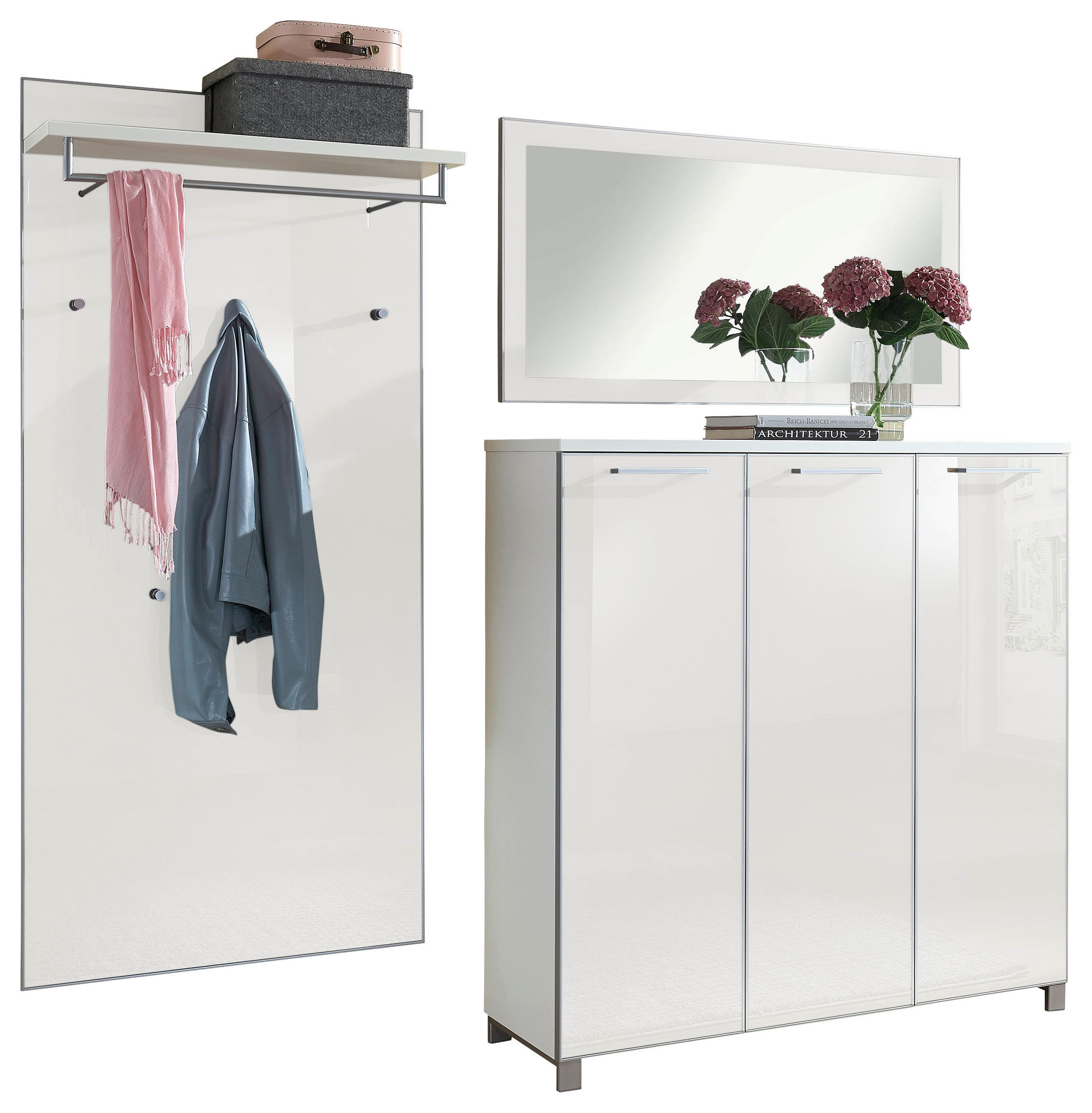 GARDEROBE Weiß - Weiß, Design, Glas (215/195/37cm)