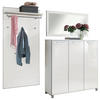 GARDEROBE 3-teilig  in 215/195/37 cm  - Weiß, Design, Glas/Holzwerkstoff (215/195/37cm)