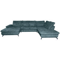WOHNLANDSCHAFT Blau Struktur  - Blau/Schwarz, KONVENTIONELL, Textil/Metall (188/357/253cm) - Carryhome