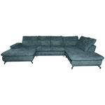 WOHNLANDSCHAFT in Struktur Blau  - Blau/Schwarz, KONVENTIONELL, Textil/Metall (188/357/253cm) - Carryhome