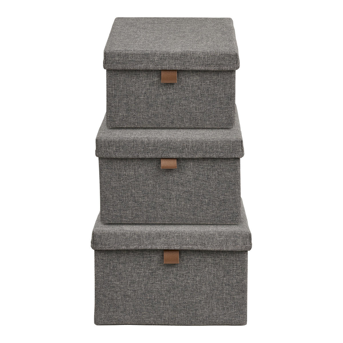 FÖRVARINGSLÅDOR SET  - mörkgrå/brun, Basics, textil