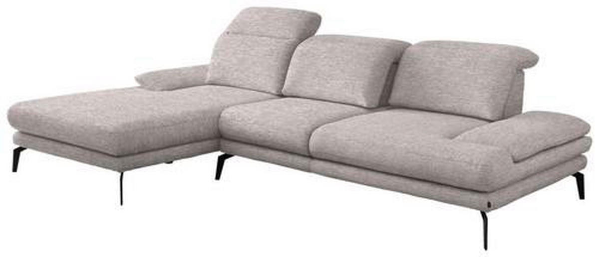ECKSOFA in Webstoff Taupe  - Taupe/Schwarz, Design, Textil/Metall (180/289cm) - Stylife