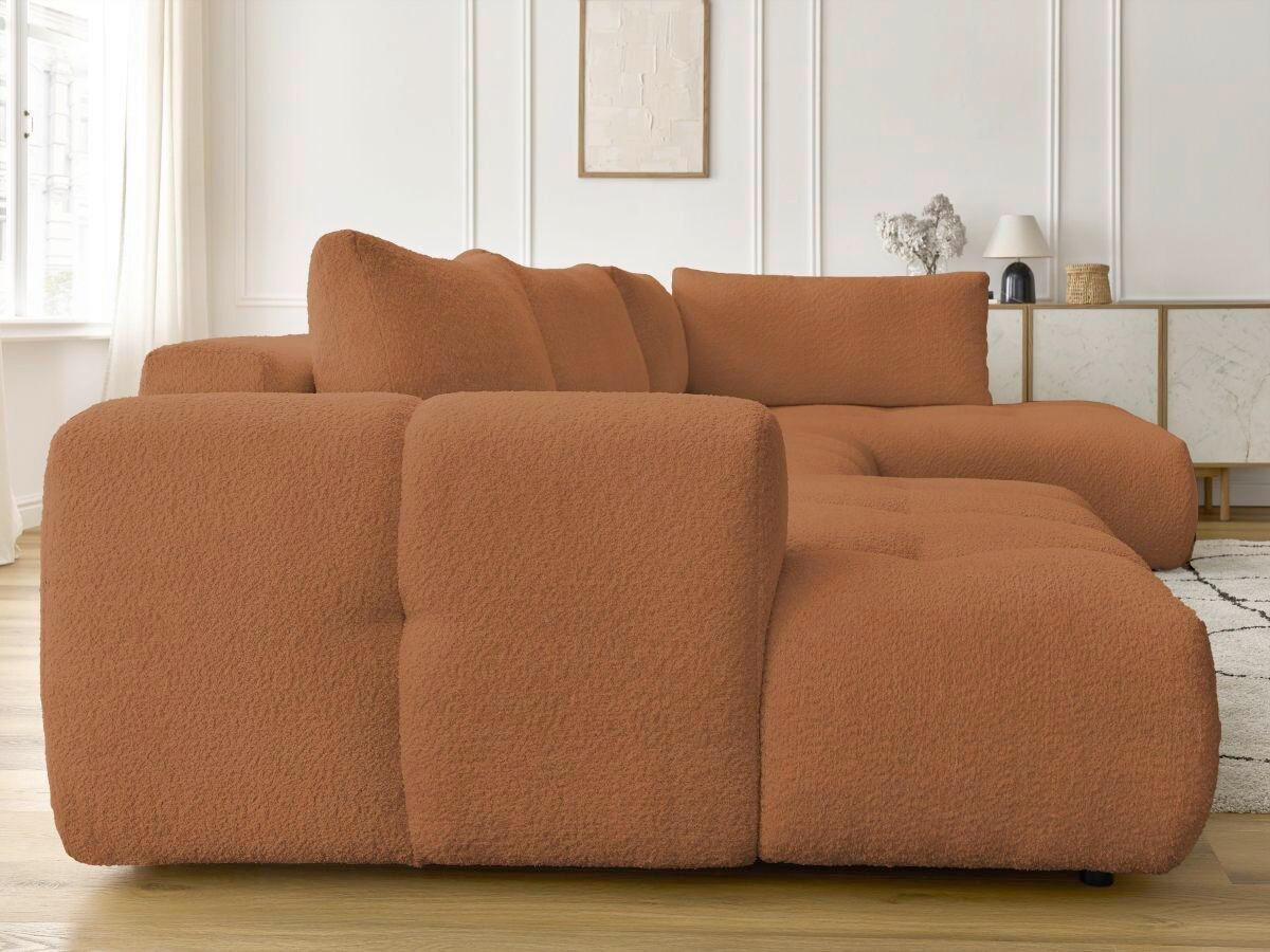 WOHNLANDSCHAFT  FUJI  Orange Bouclé  - Schwarz/Orange, MODERN, Kunststoff/Textil (160/377/204cm)