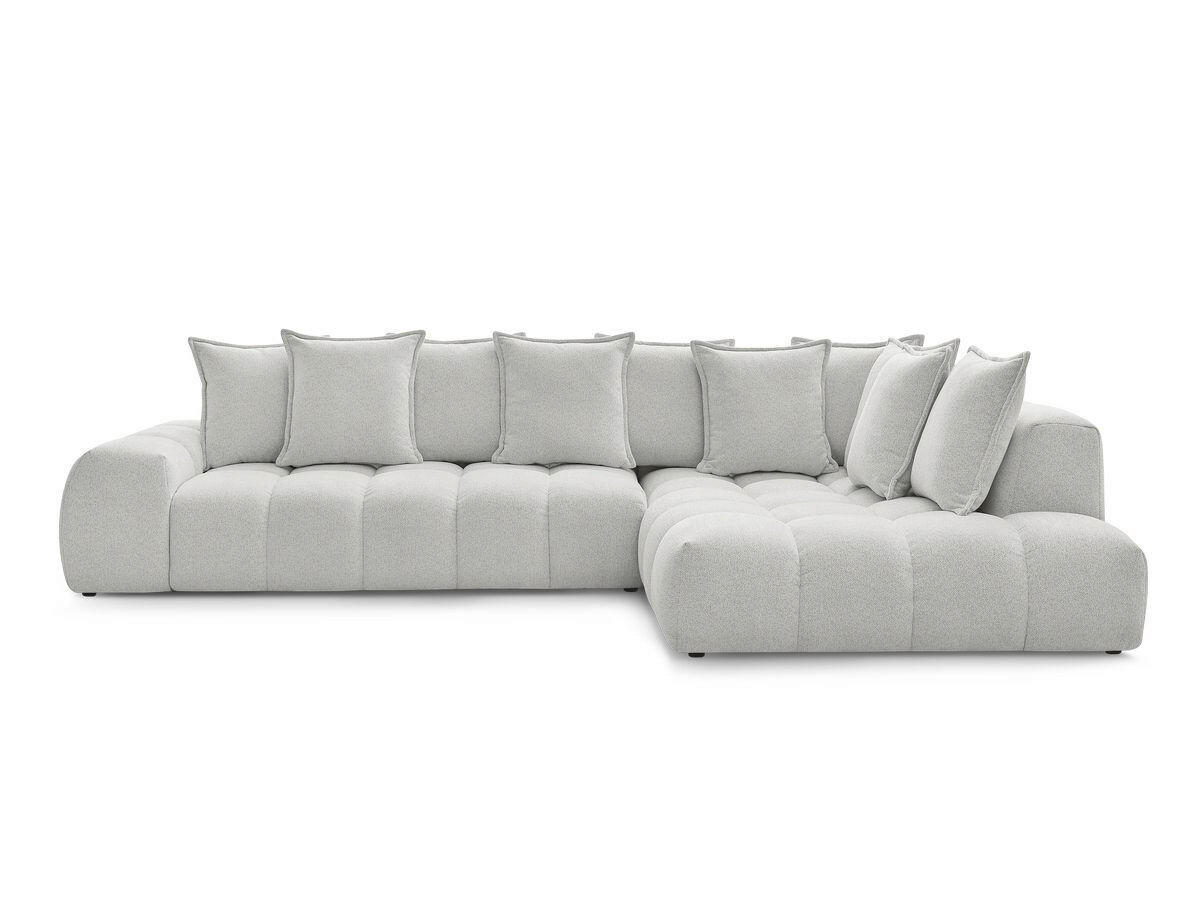 ECKSOFA Ottomane rechts  EVEREST Hellgrau Flachgewebe  - Hellgrau/Schwarz, MODERN, Kunststoff/Textil (352/210cm)