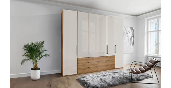 DREHTÜRENSCHRANK  in Champagner, Eiche Bianco  - Schieferfarben/Eiche Bianco, KONVENTIONELL, Glas/Holzwerkstoff (250/216/58cm) - Dieter Knoll