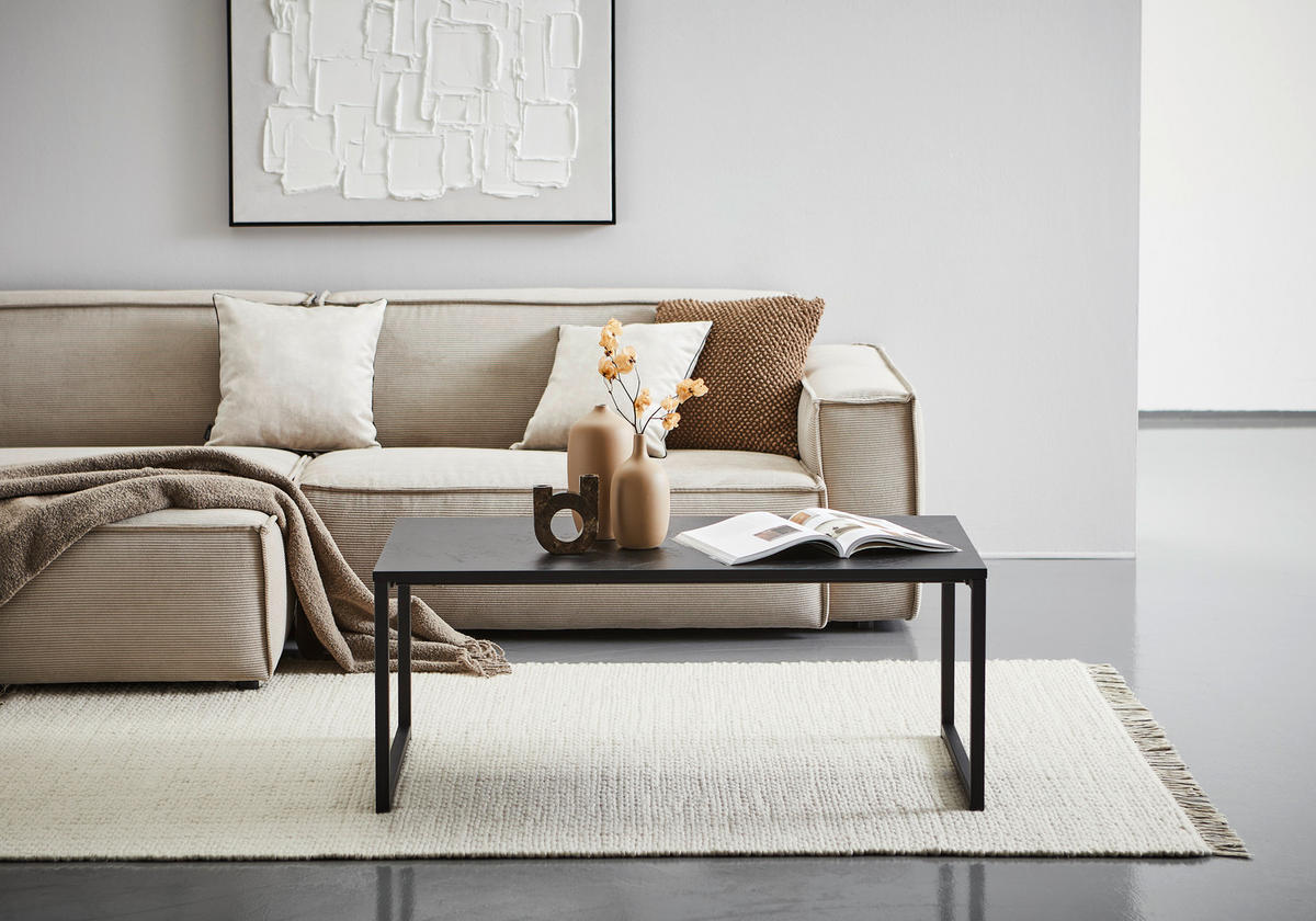COUCHTISCH in Metall, Holzwerkstoff  - Schwarz, MODERN, Holzwerkstoff/Metall (110/45/60cm) - MID.YOU