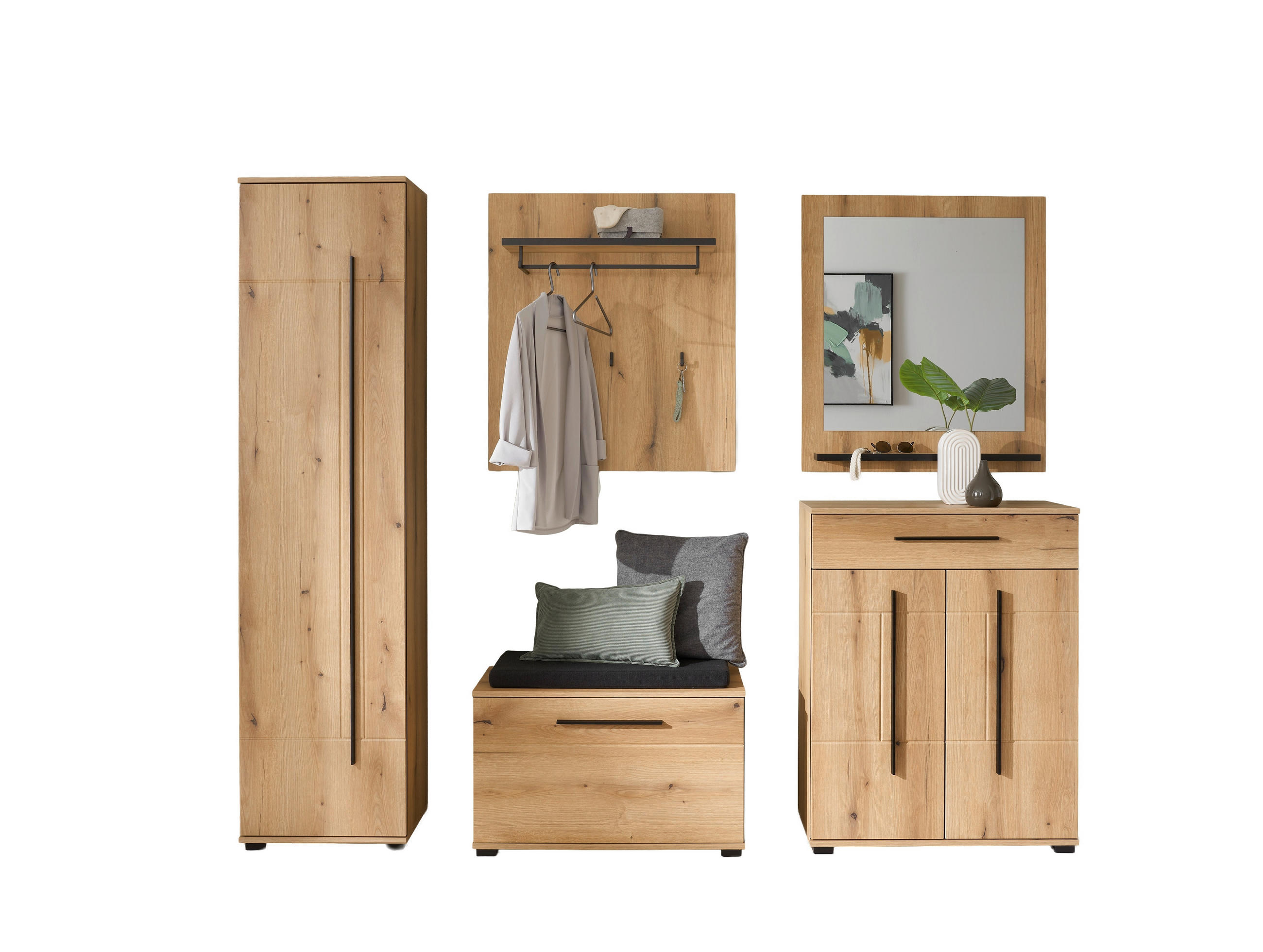 GARDEROBE 6-teilig  in 230/201/39 cm  - Eichefarben, MODERN, Holzwerkstoff (230/201/39cm) - MID.YOU