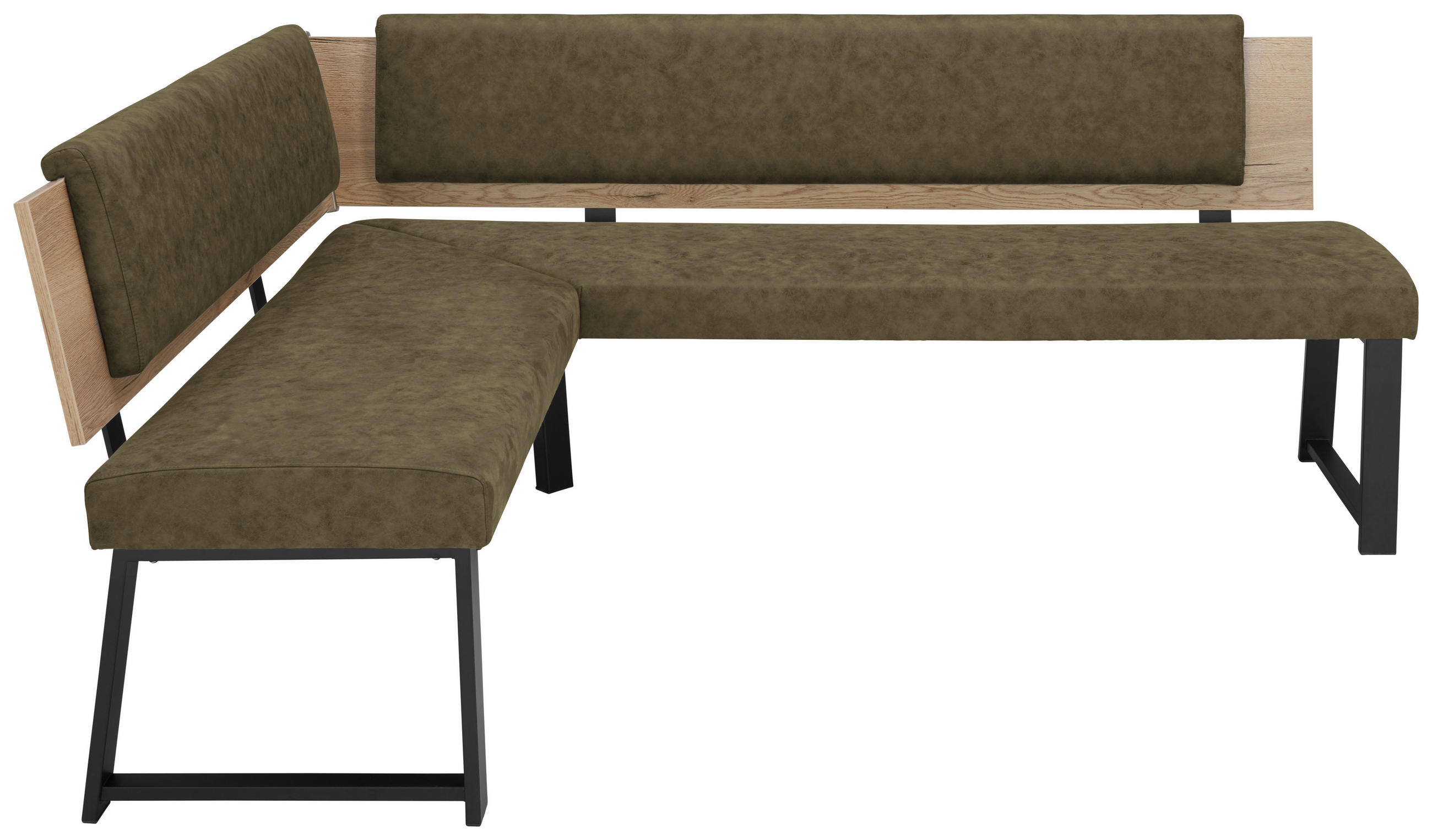 ECKBANK 160/200 cm in Olivgrün - Schwarz/Olivgrün, MODERN, Holzwerkstoff/Textil (160/200cm) - Venda