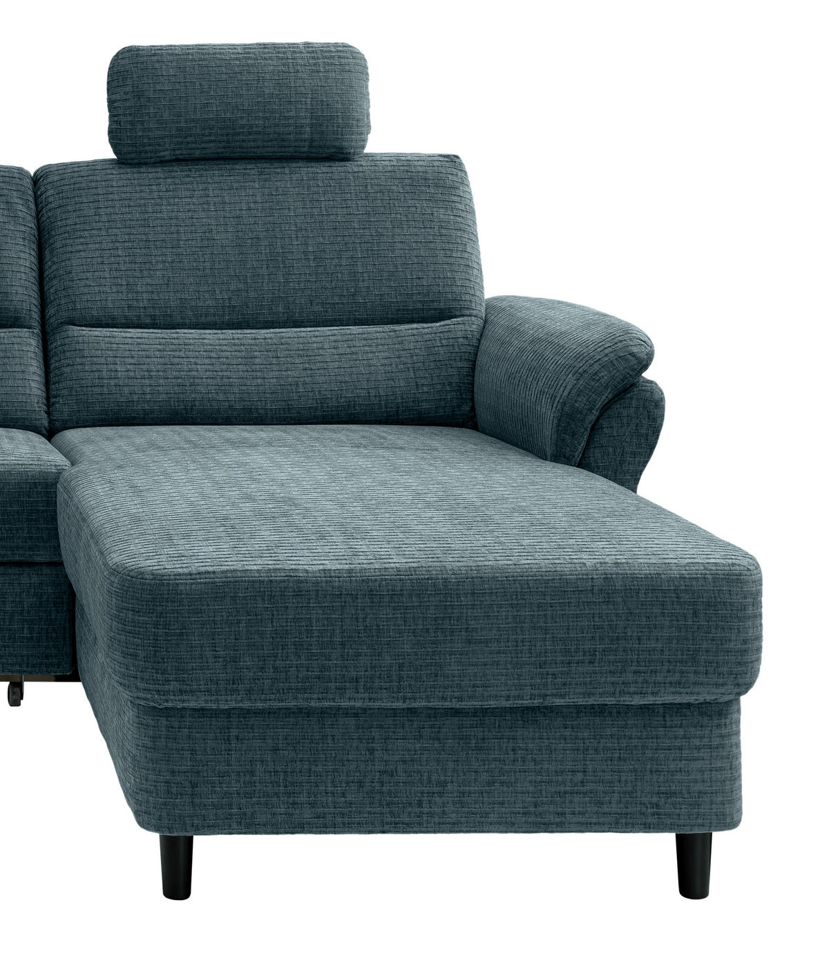ECKSOFA Blau Mikrofaser  - Blau/Schwarz, MODERN, Holz/Textil (279/176cm) - Livetastic