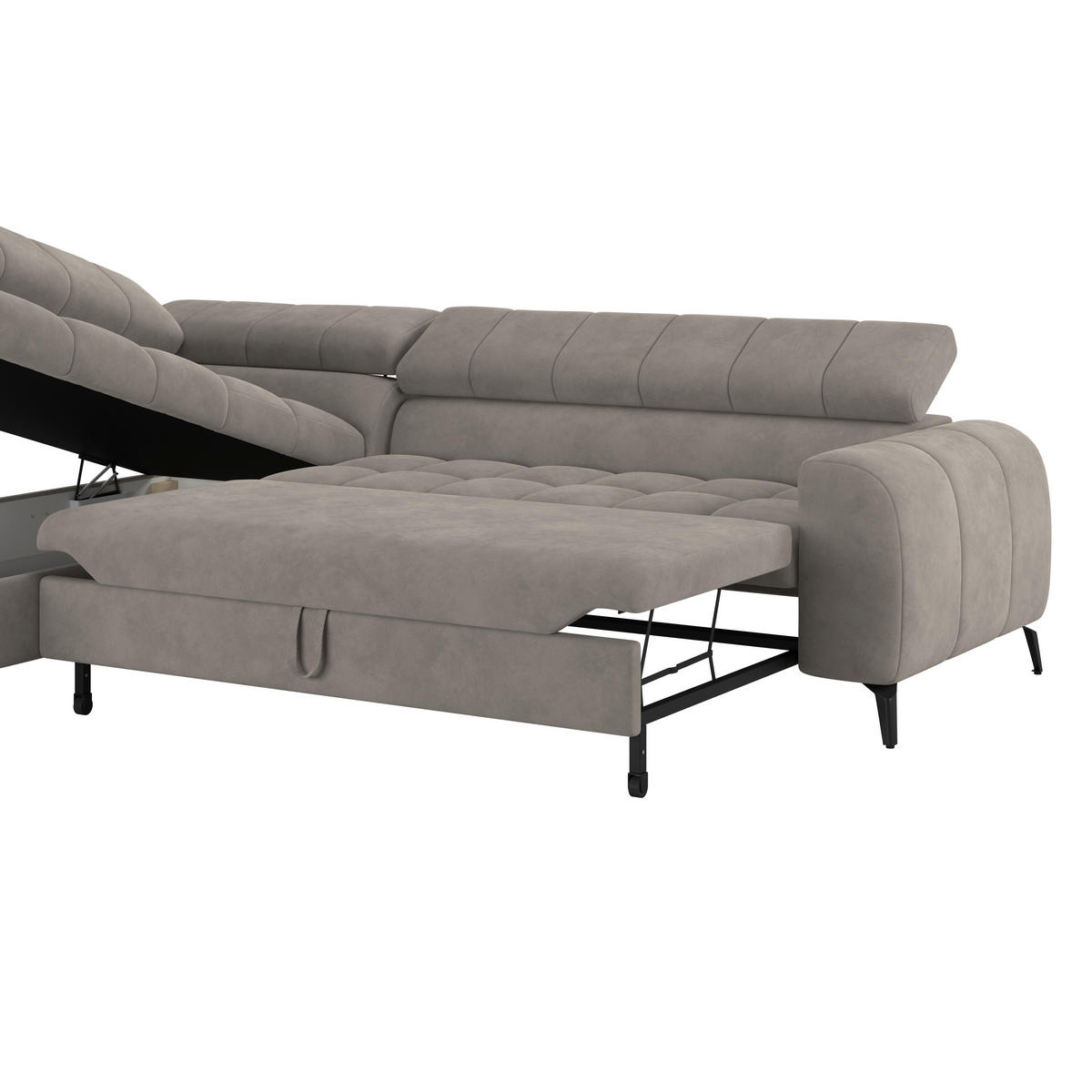 ECKSOFA in Grau  - Schwarz/Grau, Trend, Kunststoff/Textil (203/261cm) - Livetastic
