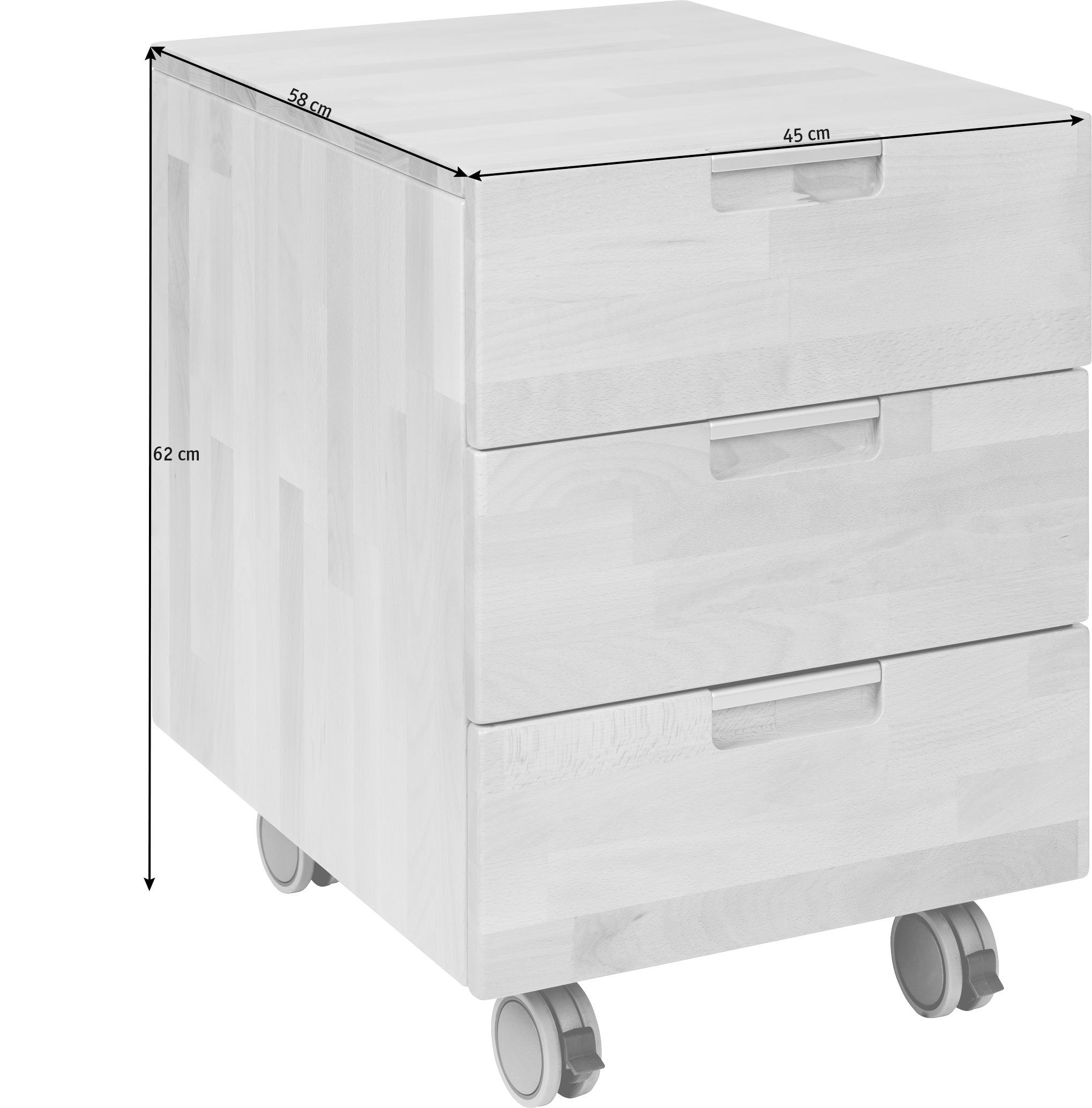ROLLCONTAINER Kernbuche massiv Kernbuche  - Kernbuche, Design, Holz/Kunststoff (45/62/58cm) - Linea Natura