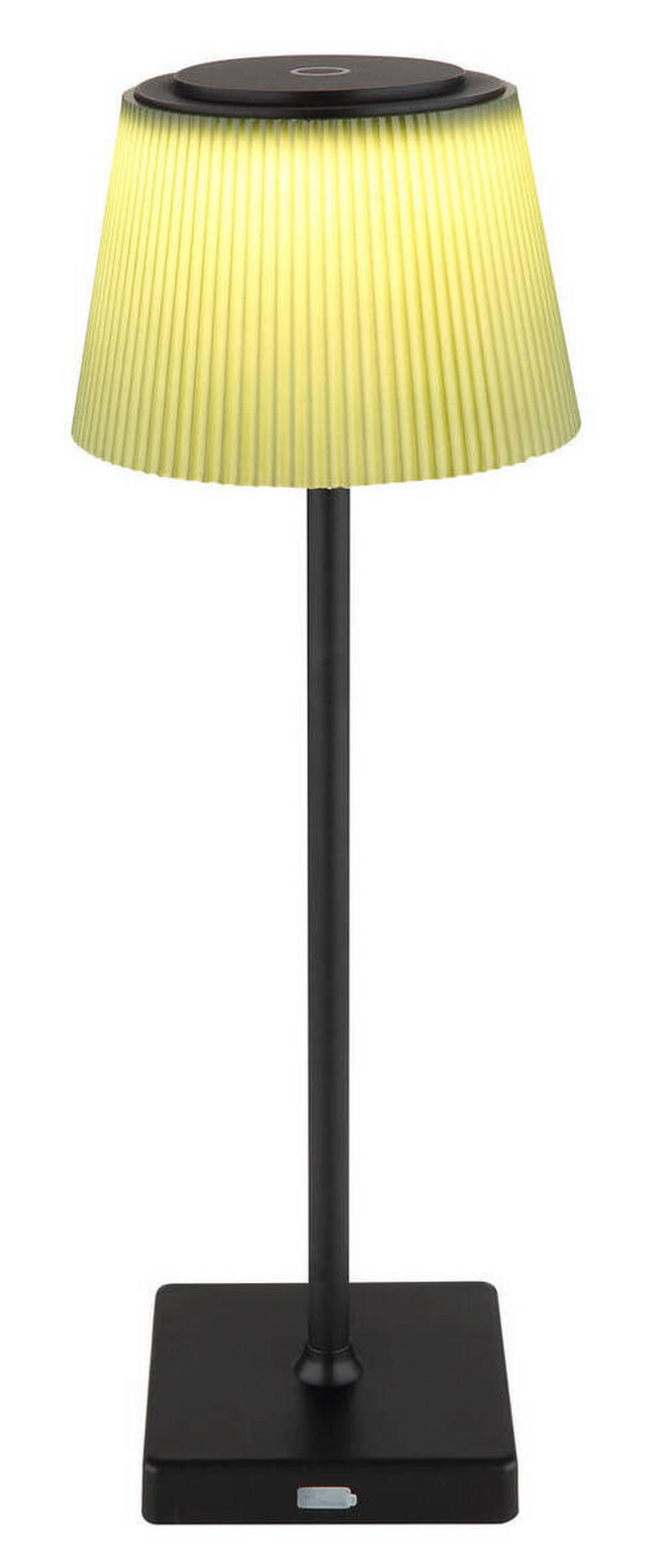 AKKU-TISCHLEUCHTE - Dunkelgrün/Schwarz, Design, Kunststoff/Metall (13/38cm) - Globo