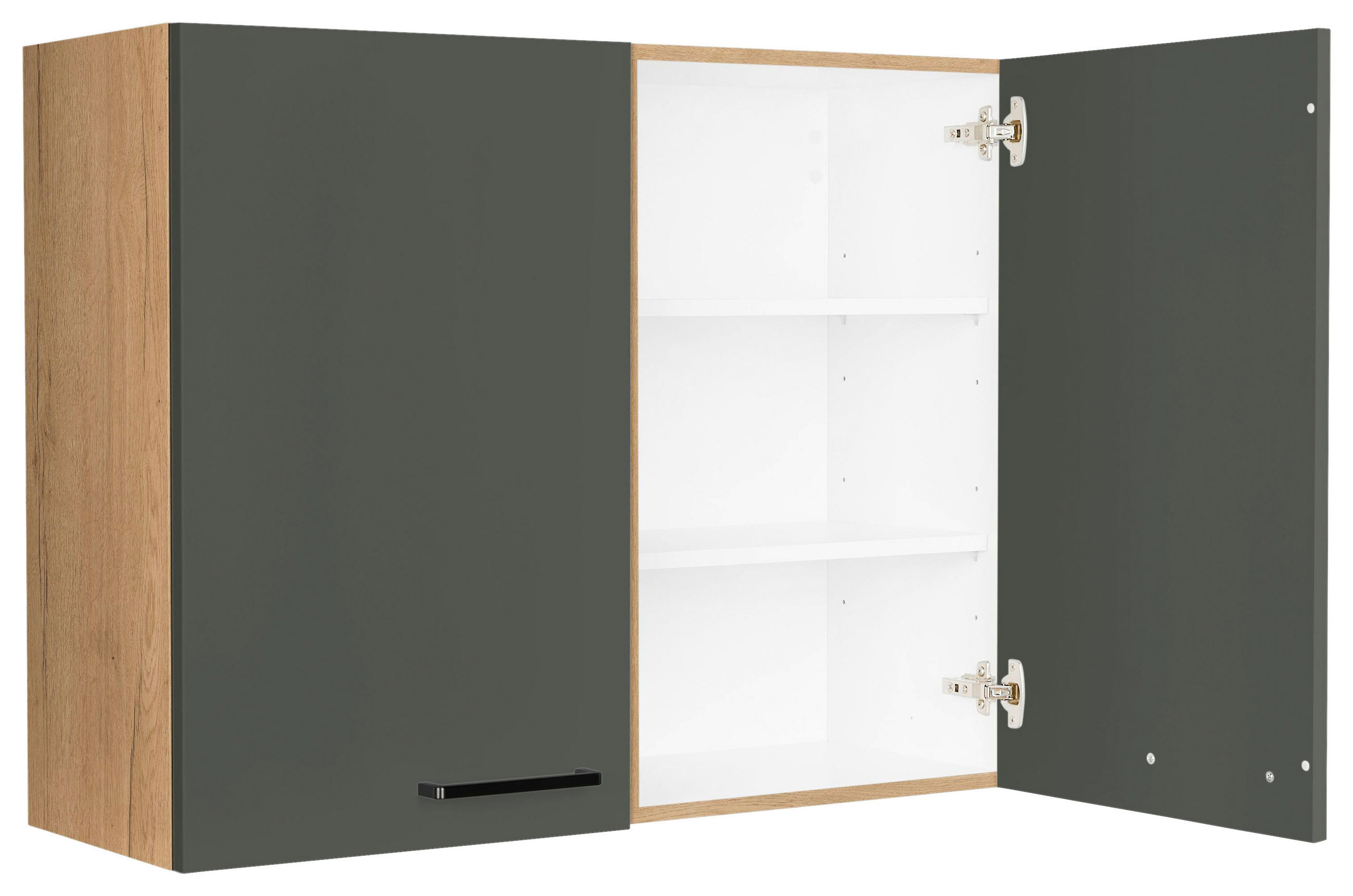 KÜCHENOBERSCHRANK 90/72/35 cm  in Grün, Eichefarben  - Eichefarben/Schwarz, MODERN, Holzwerkstoff/Metall (90/72/35cm) - Nobilia