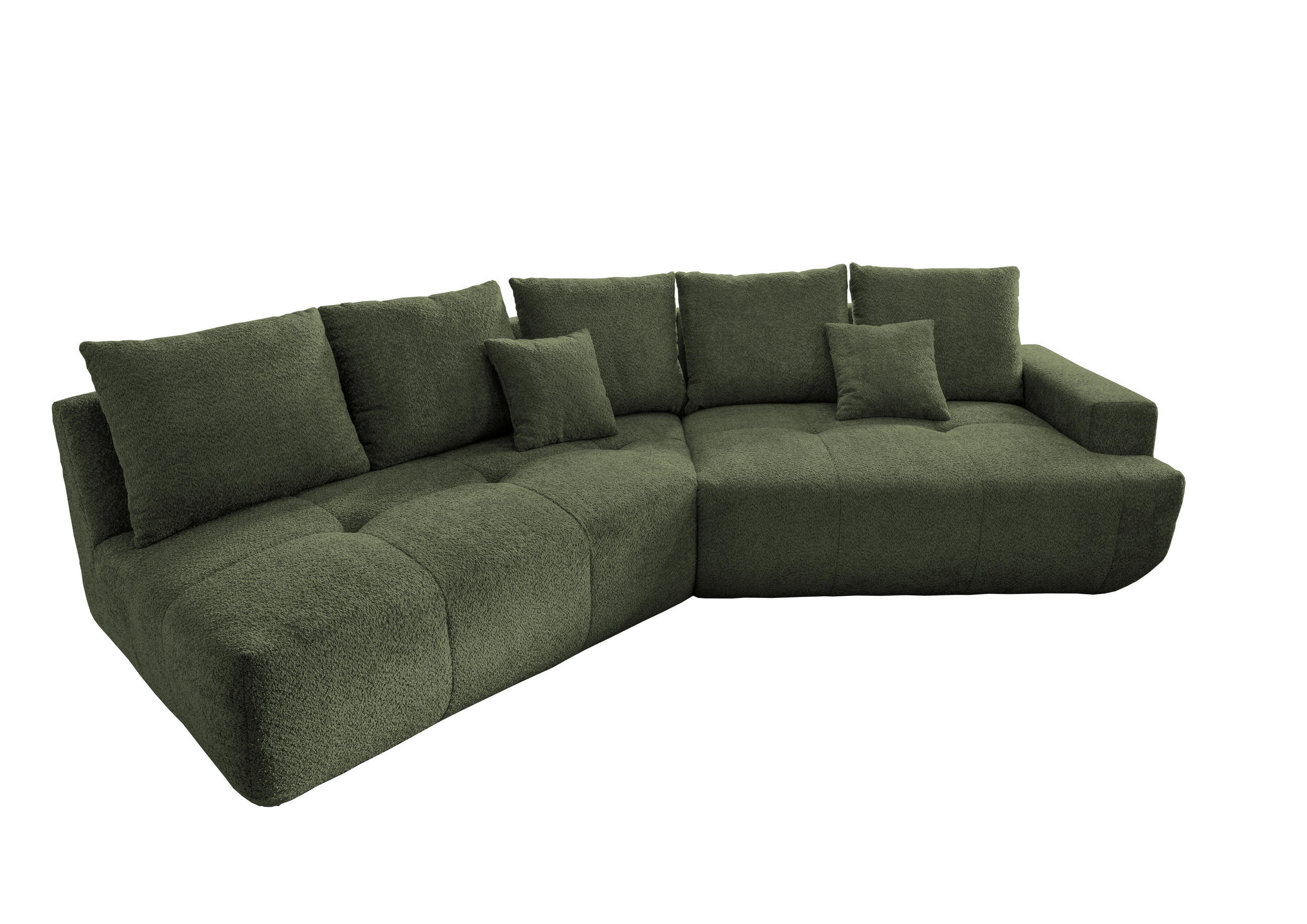 BIGSOFA Bouclé Dunkelgrün  - Dunkelgrün/Schwarz, MODERN, Kunststoff/Textil (323/91/155cm) - Livetastic
