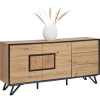 ŠIROKÁ KOMODA, čierna, farba duba, 160/75/40 cm - čierna/farba duba, kov/kompozitné drevo (160/75/40cm)