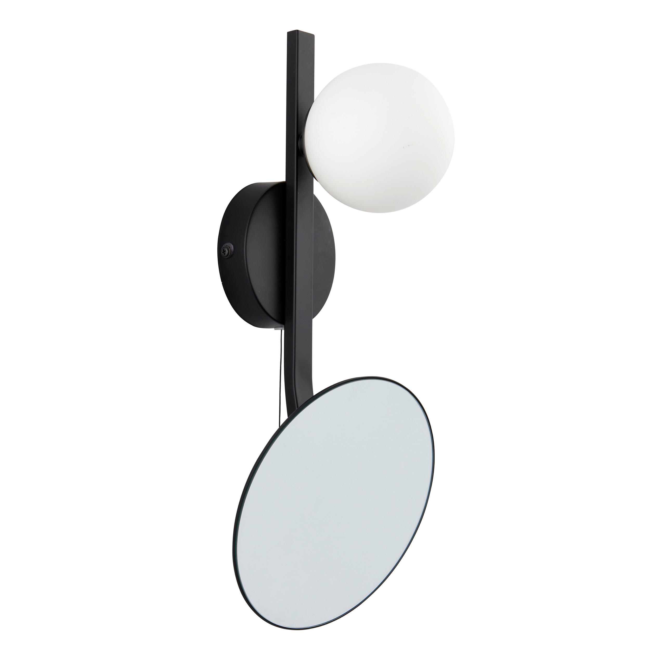 BADEZIMMER-WANDLEUCHTE 18/14,9/39 cm   - Opal/Schwarz, KONVENTIONELL, Glas (18/14,9/39cm) - ENDON