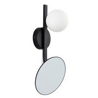 BADEZIMMER-WANDLEUCHTE 18/14,9/39 cm   - Opal/Schwarz, KONVENTIONELL, Glas (18/14,9/39cm) - ENDON