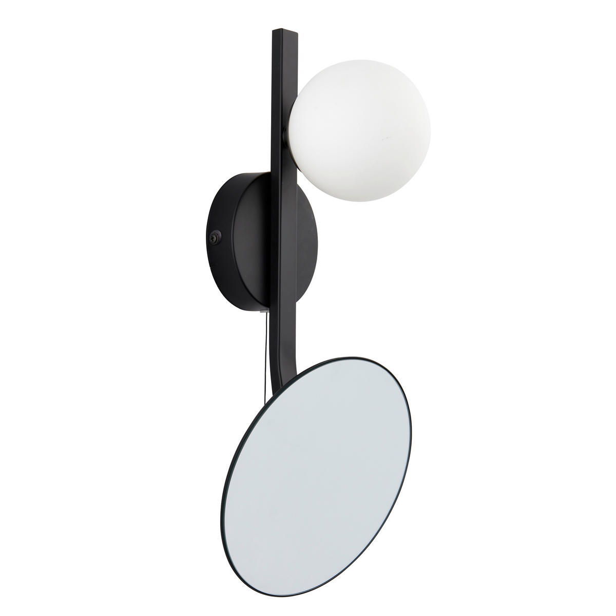 BADEZIMMER-WANDLEUCHTE 18/14,9/39 cm   - Opal/Schwarz, KONVENTIONELL, Glas (18/14,9/39cm) - ENDON
