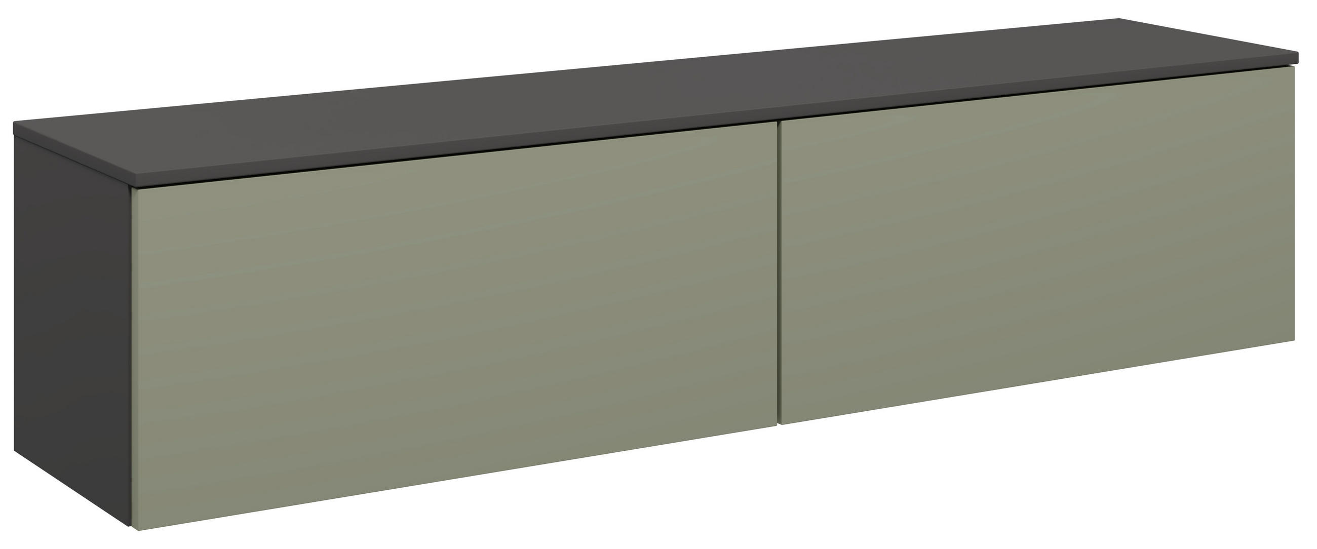 LOWBOARD  160,3/37,6/37,4 cm  individuell planbar, Beimöbel erhältlich, hängend, in verschiedenen Größen erhältlich, in verschiedenen Holzdekoren erhältlich  - Schieferfarben/Olivgrün, Design, Holzwerkstoff (160,3/37,6/37,4cm) - Celina Home