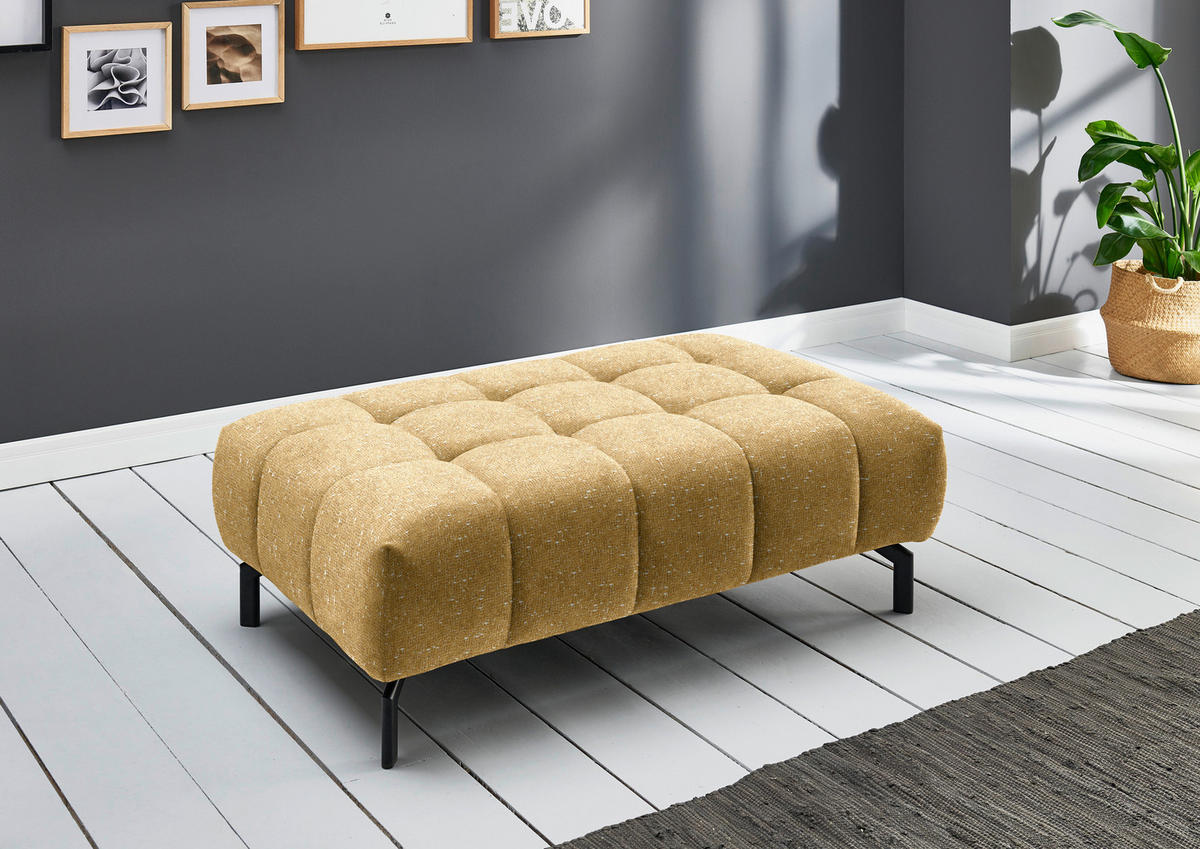 ECKSOFA in Chenille Currygelb  329/190 cm  - Currygelb/Schwarz, Design, Textil/Metall (329/190cm) - Beldomo Style