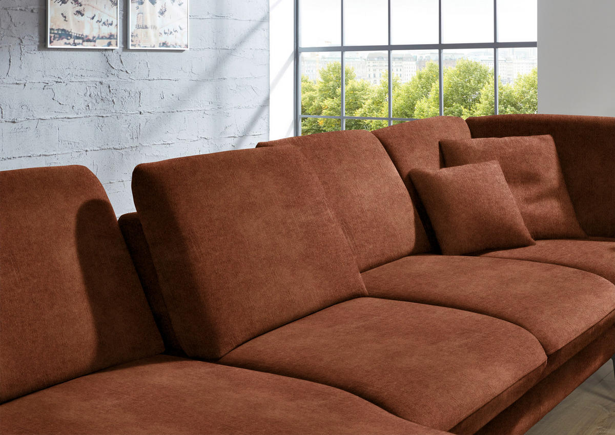 WOHNLANDSCHAFT in Velours Kupferfarben  - Schwarz/Kupferfarben, Design, Textil/Metall (180/344/208cm) - Dieter Knoll