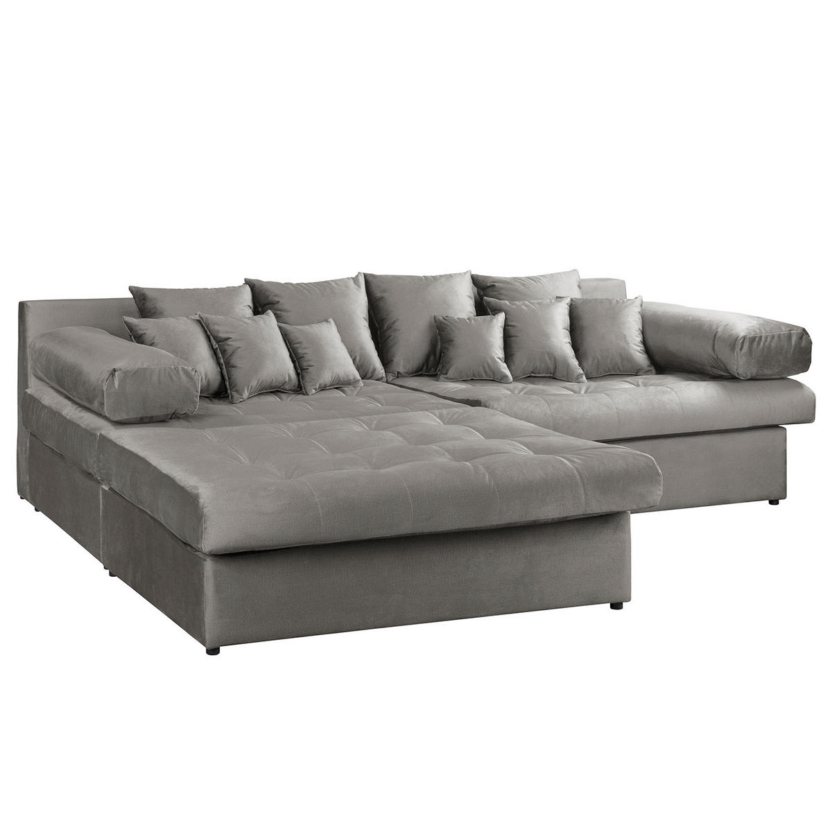 ECKSOFA Naomi Dunkelgrau Velours Rückenkissen  - Dunkelgrau/Schwarz, Design, Kunststoff/Textil (243/284cm) - P & B