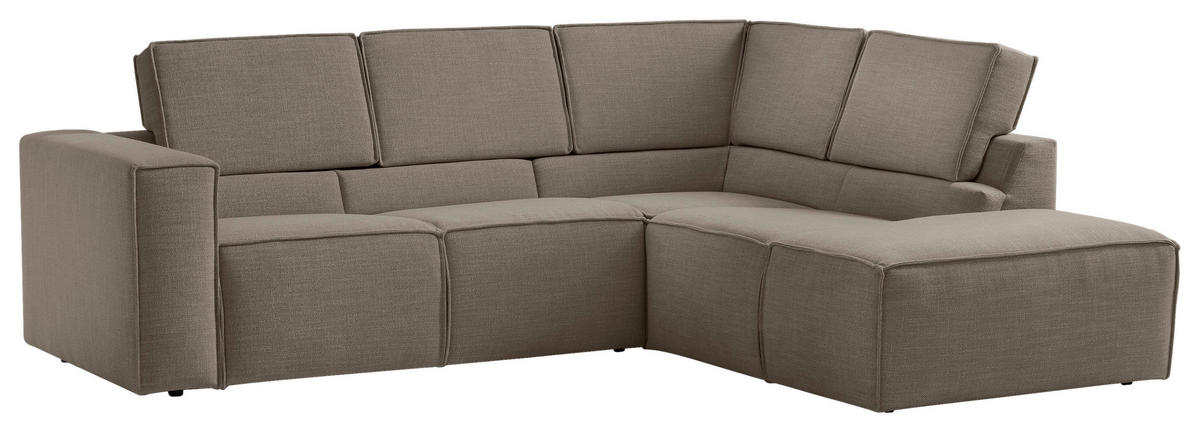 ECKSOFA DICE Grau, Taupe Struktur  - Taupe/Schwarz, MODERN, Kunststoff/Textil (275/220cm) - Trendmanufaktur
