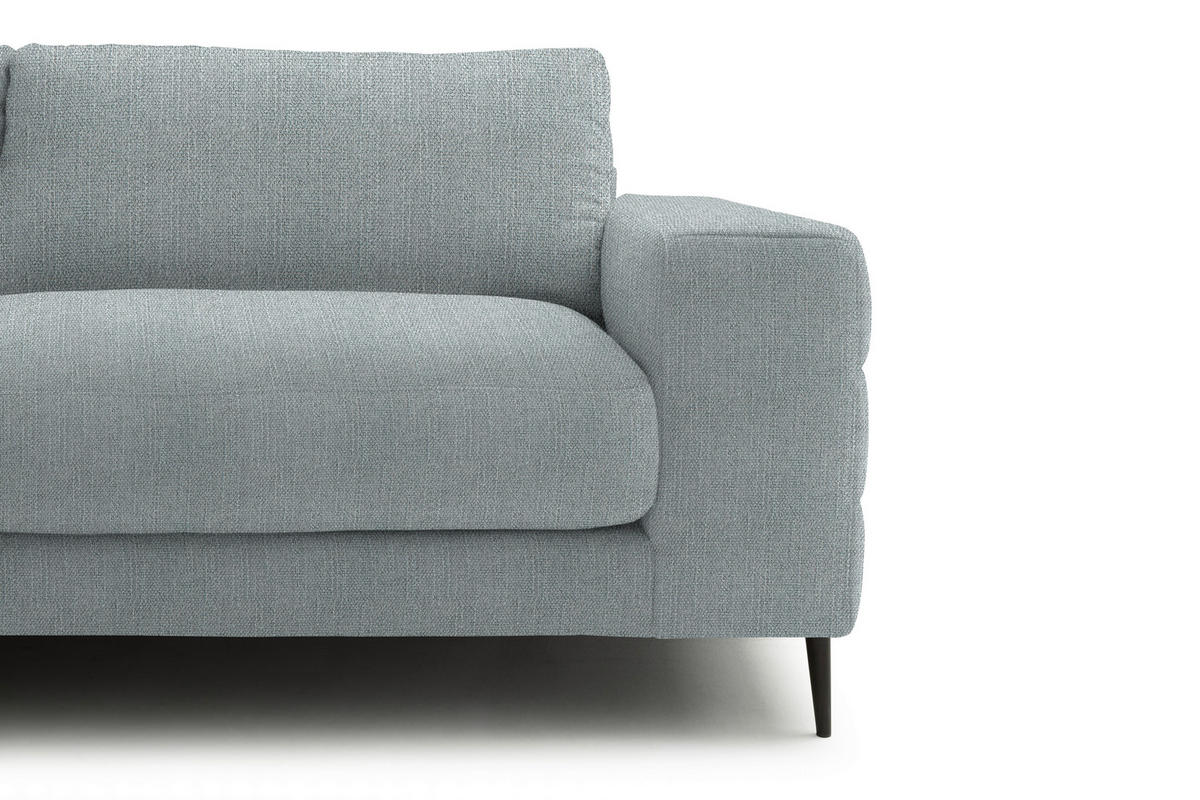 ECKSOFA in Flachgewebe Hellblau  177/253 cm  - Schwarz/Hellblau, Design, Textil/Metall (177/253cm) - Dieter Knoll