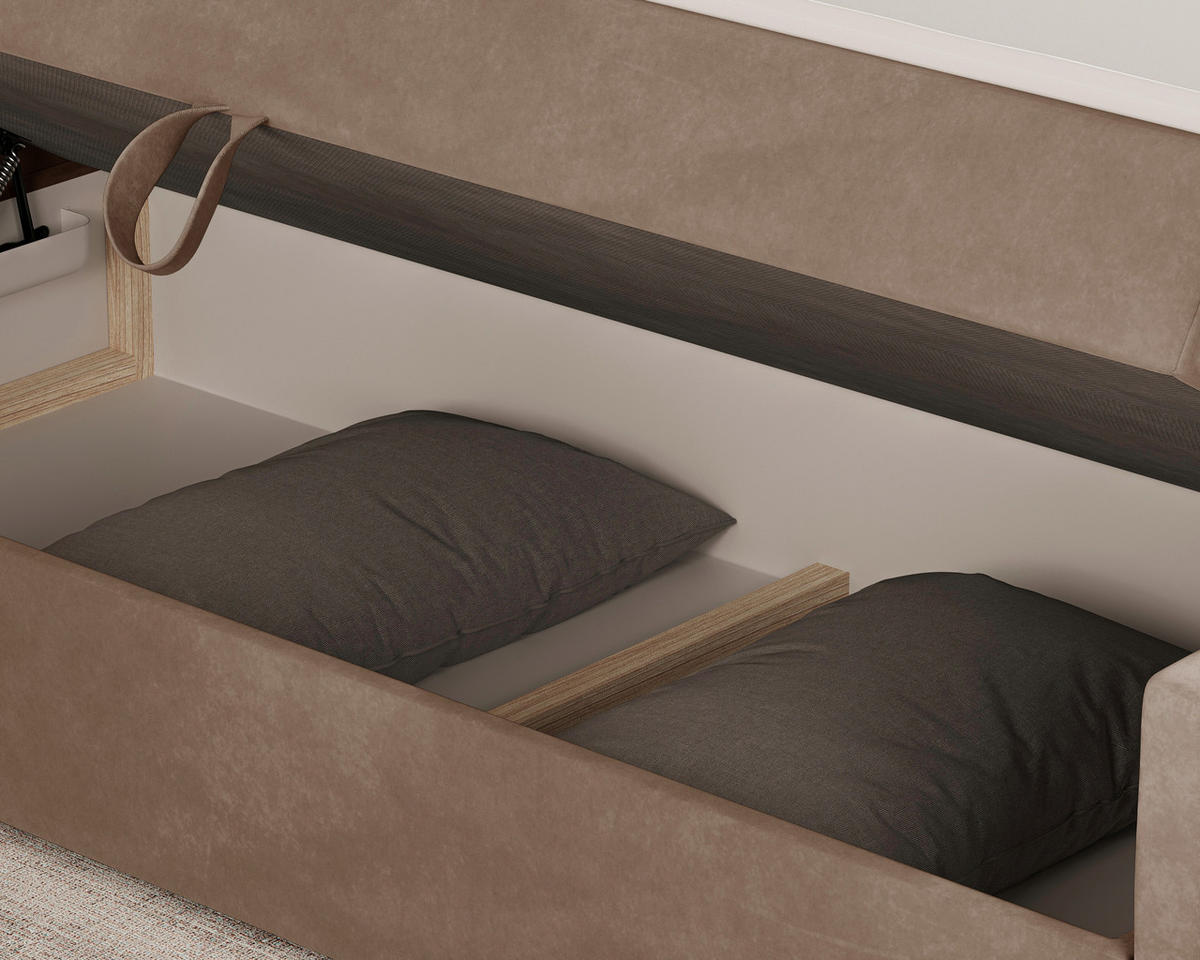 BOXBETT 180/200 cm  in Cappuccino  - Schwarz/Cappuccino, KONVENTIONELL, Holz/Textil (180/200cm) - Chameo