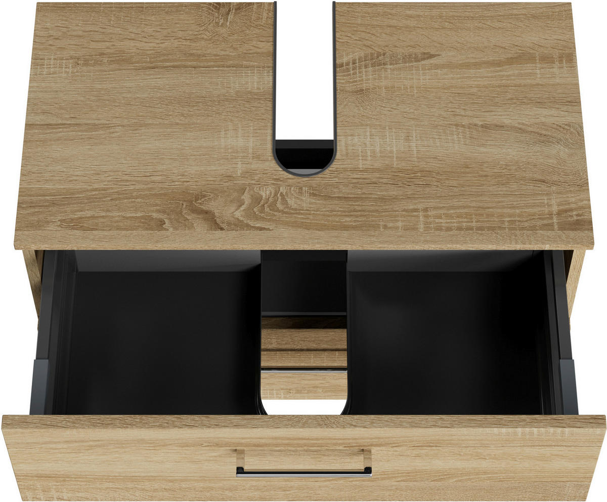 WASCHBECKENUNTERSCHRANK 75/49,8/38,3 cm  - Chromfarben/Eiche Bianco, KONVENTIONELL, Holzwerkstoff/Metall (75/49,8/38,3cm) - Sadena