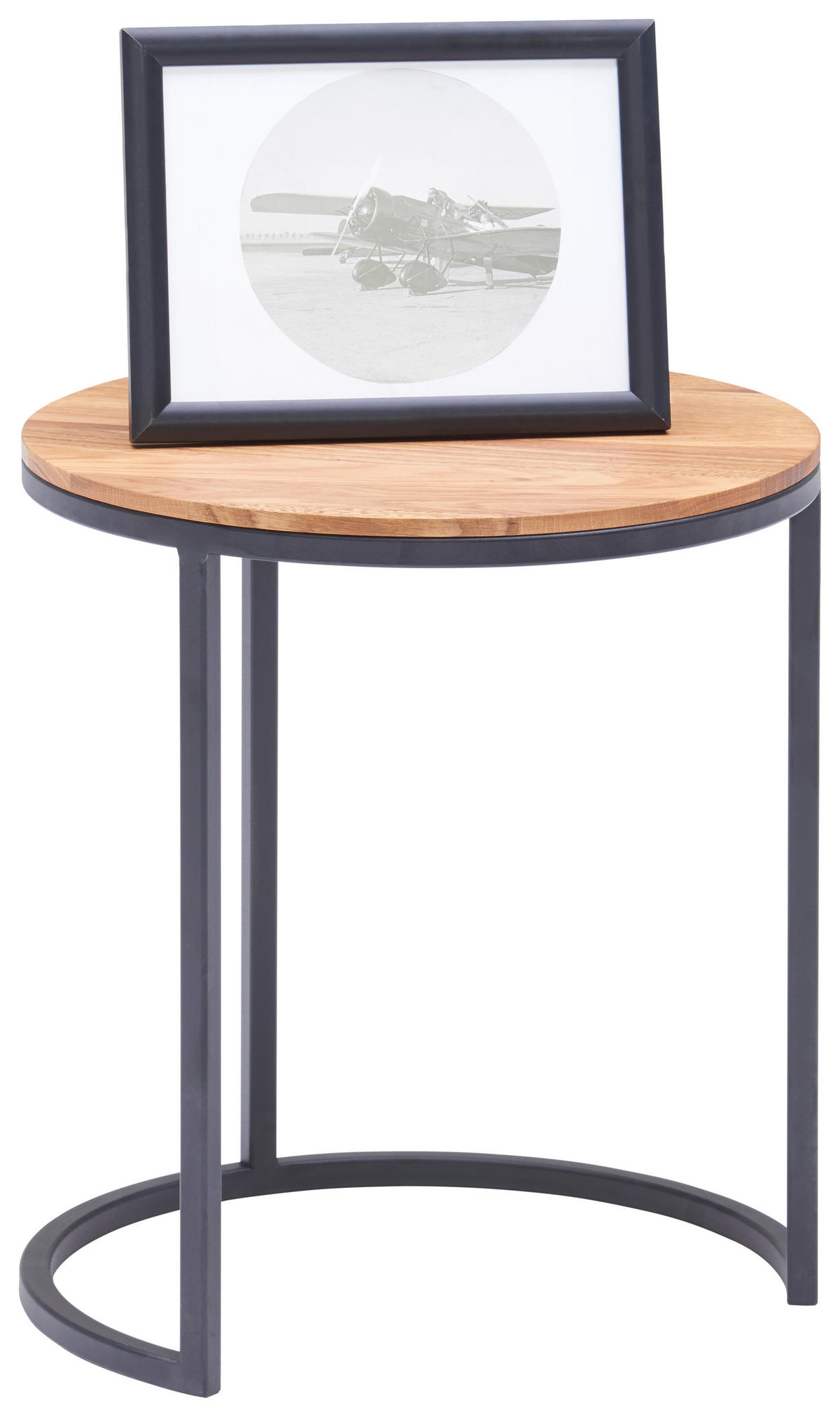 BEISTELLTISCH in Holz 39/39/51 cm  - Eichefarben/Schwarz, Design, Holz/Metall (39/39/51cm) - Johann Jakob