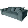 BIGSOFA in Flachgewebe Blau  - Chromfarben/Blau, KONVENTIONELL, Textil/Metall (256/68/122cm) - Carryhome