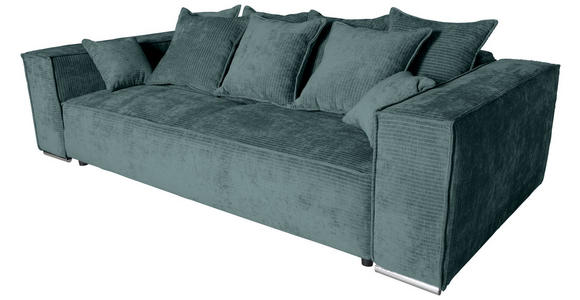 BIGSOFA in Flachgewebe Blau  - Chromfarben/Blau, KONVENTIONELL, Textil/Metall (256/68/122cm) - Carryhome