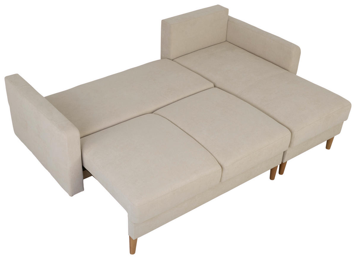 ECKSOFA in Beige  - Beige/Buchefarben, Design, Holz/Textil (223/157cm) - MID.YOU