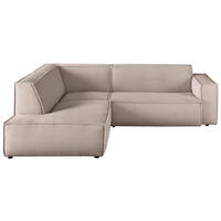 ECKSOFA in Cord Taupe  224/254 cm  - Taupe/Schwarz, KONVENTIONELL, Kunststoff/Textil (224/254cm) - Hom`in