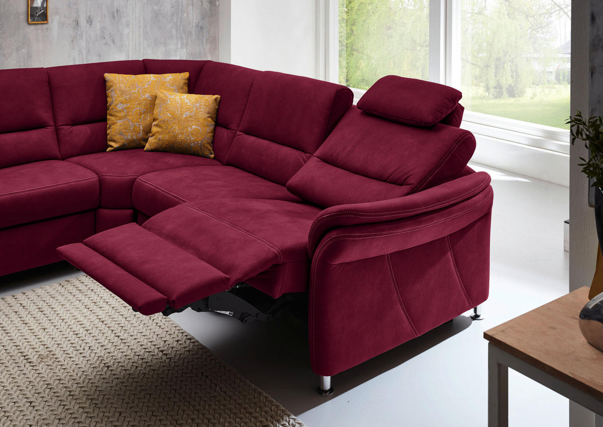 SOFFA i mikrofiber vinröd  - vinröd/aluminiumfärg, Klassisk, metall/textil (173/330/262cm) - Beldomo System