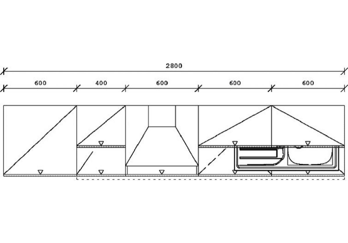 KÜCHENBLOCK 280 cm   in Schwarz, Hellgrau  - Hellgrau/Schwarz, Basics, Holzwerkstoff/Metall (280cm) - Venda