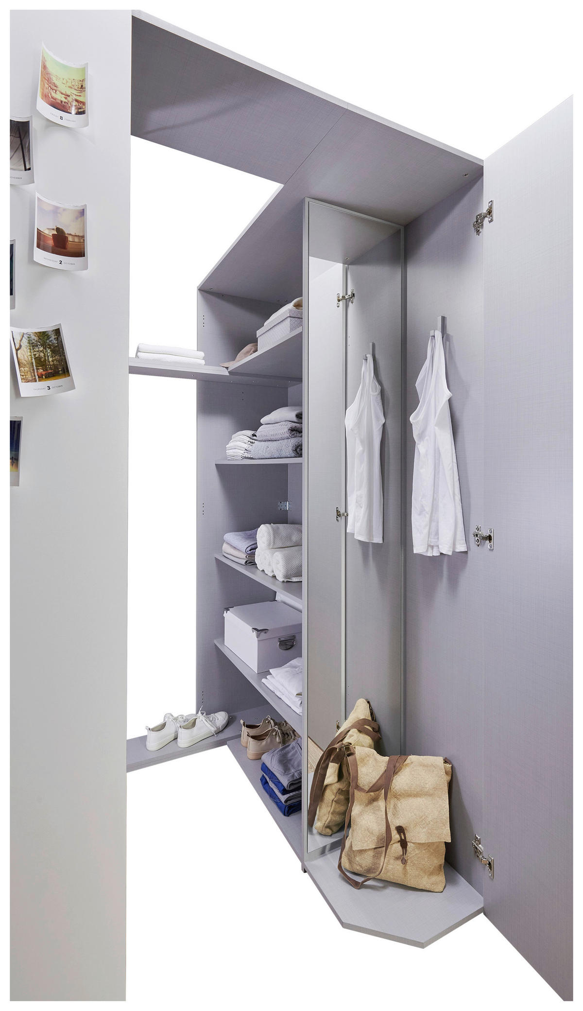 BEGEHBARER ECKSCHRANK in  - Weiss/Schwarz, Basics, Holzwerkstoff/Metall (135,2/197/127cm) - Boxxx