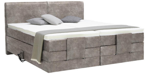 BOXSPRINGBETT 160/200 cm  in Hellgrau  - Hellgrau/Schwarz, Design, Kunststoff/Textil (160/200cm) - Hom`in