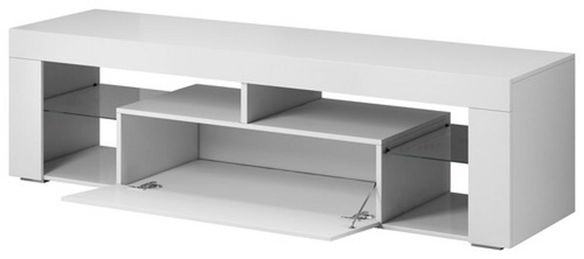 KOMODA POD TELEVIZI, bílá, 140/50/35 cm - bílá, Basics, kompozitní dřevo/sklo (140/50/35cm) - P & B