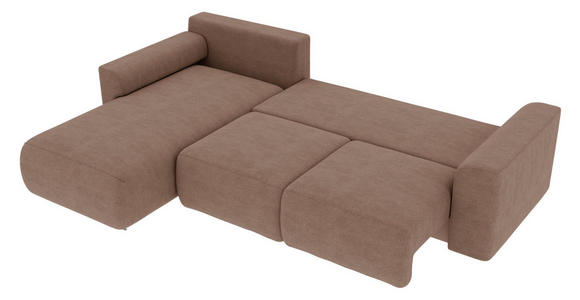 ECKSOFA Taupe Lederlook - Taupe/Chromfarben, KONVENTIONELL, Kunststoff/Textil (195/293cm) - Carryhome