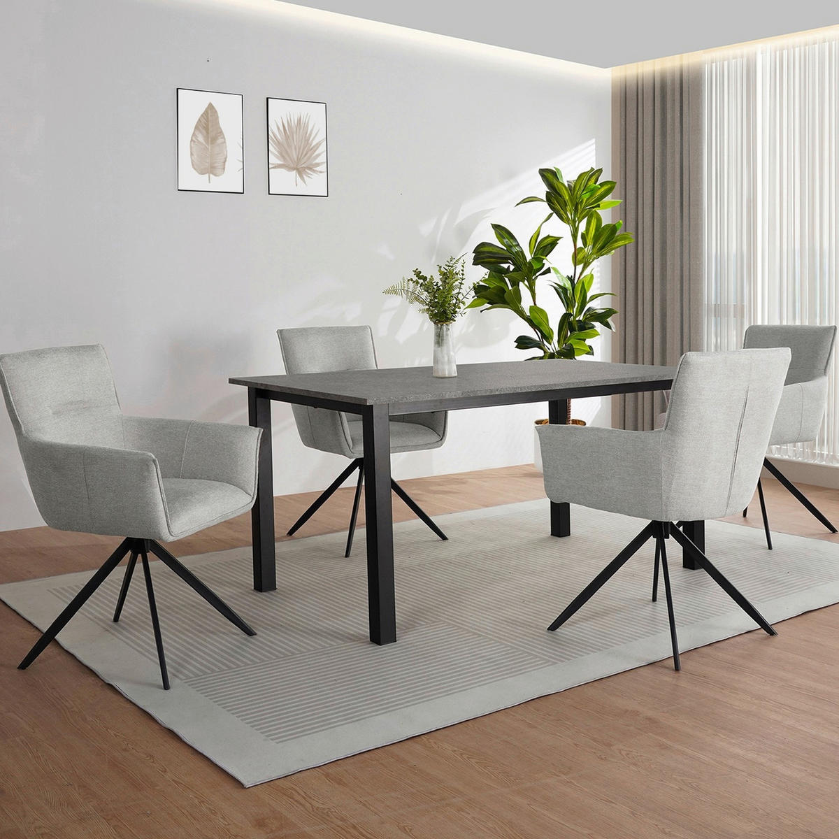 ESSTISCH 160/90/76 cm Nachbildung  Metall, Holzwerkstoff gastro- und objekttauglich rechteckig Grau  - Schwarz/Grau, MODERN, Holzwerkstoff/Metall (160/90/76cm) - MID.YOU