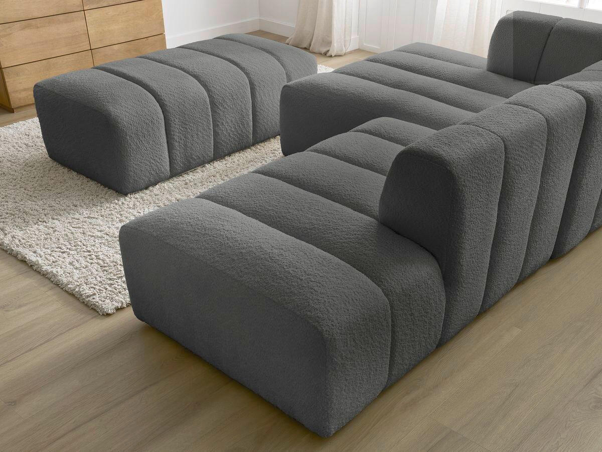 ECKSOFA  ANNECY Dunkelgrau Bouclé  - Dunkelgrau/Schwarz, MODERN, Kunststoff/Textil (170/262cm)