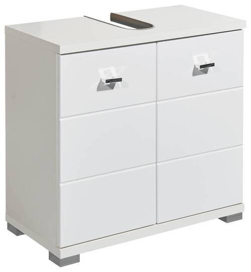WASCHBECKENUNTERSCHRANK 60/57/31 cm - Weiß Hochglanz/Silberfarben, Basics, Holzwerkstoff/Kunststoff (60/57/31cm) - Livetastic