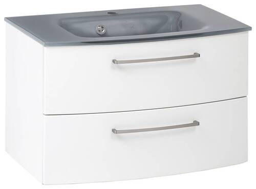 WASCHTISCHKOMBI 80 cm  - Weiss/Alufarben, Konventionell, Glas/Holzwerkstoff (80cm) - Held